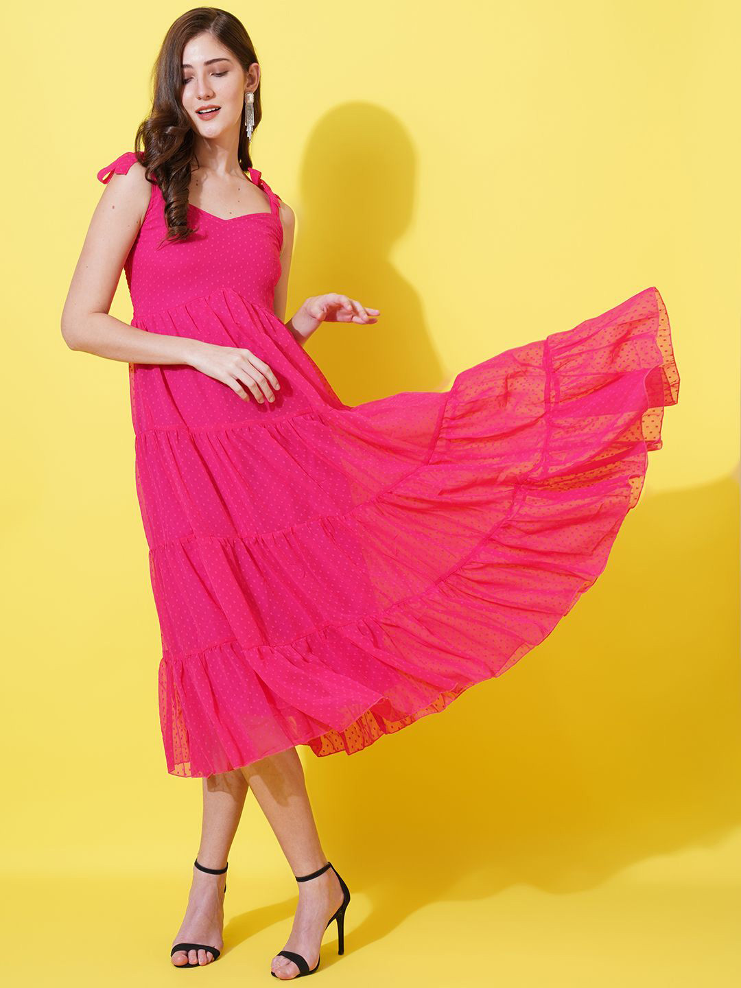 U&F Shoulder Straps A-Line Midi Dress