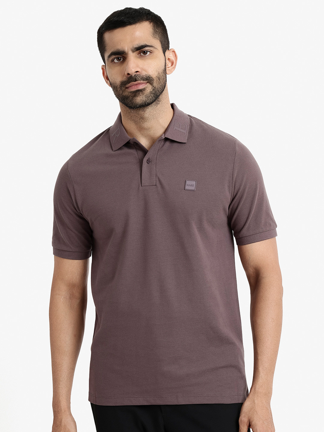RARE RABBIT Men Clif Regular Fit Polo Collar T-Shirt