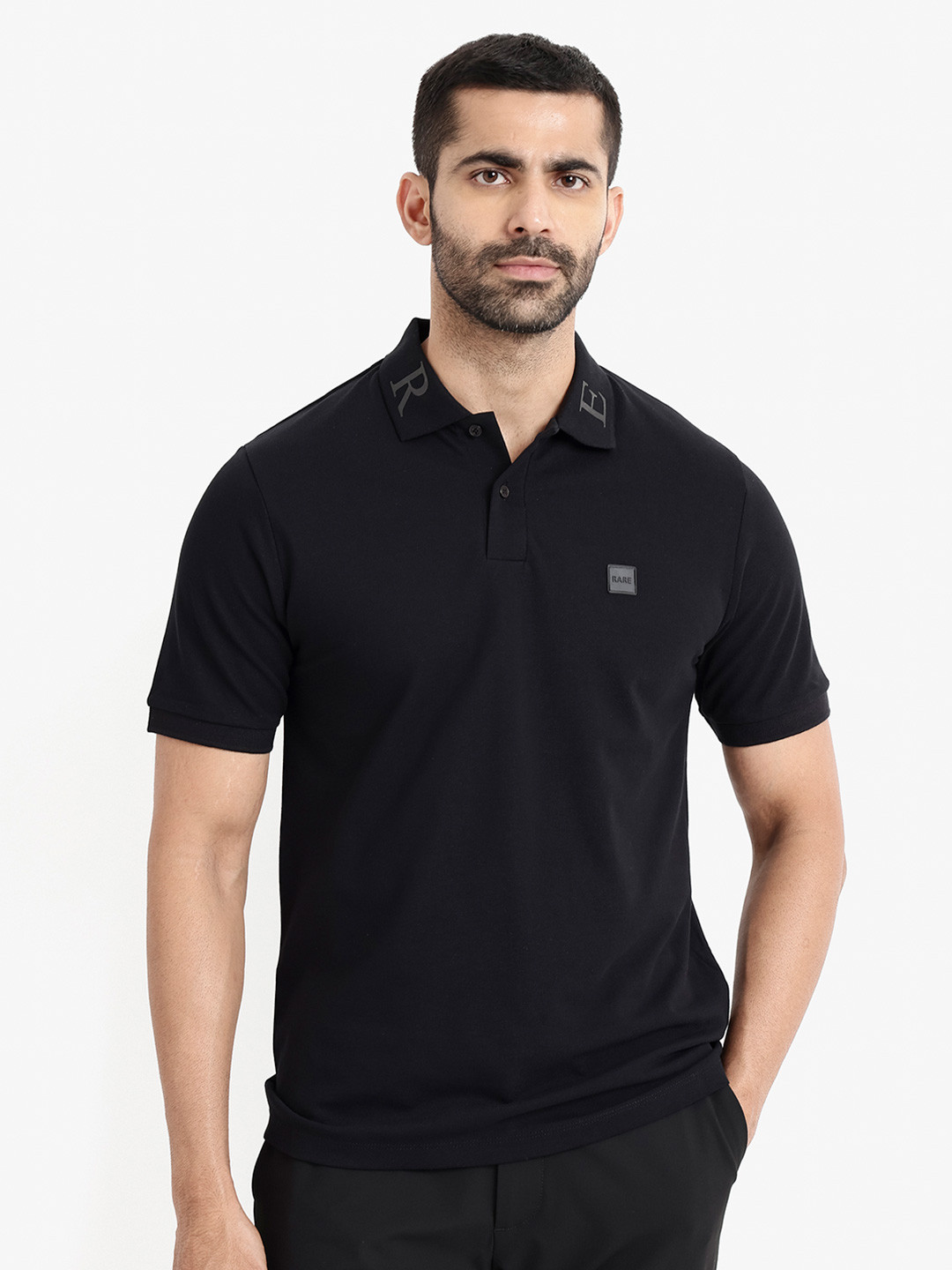 RARE RABBIT Men Clif Regular Fit Polo Collar T-Shirt