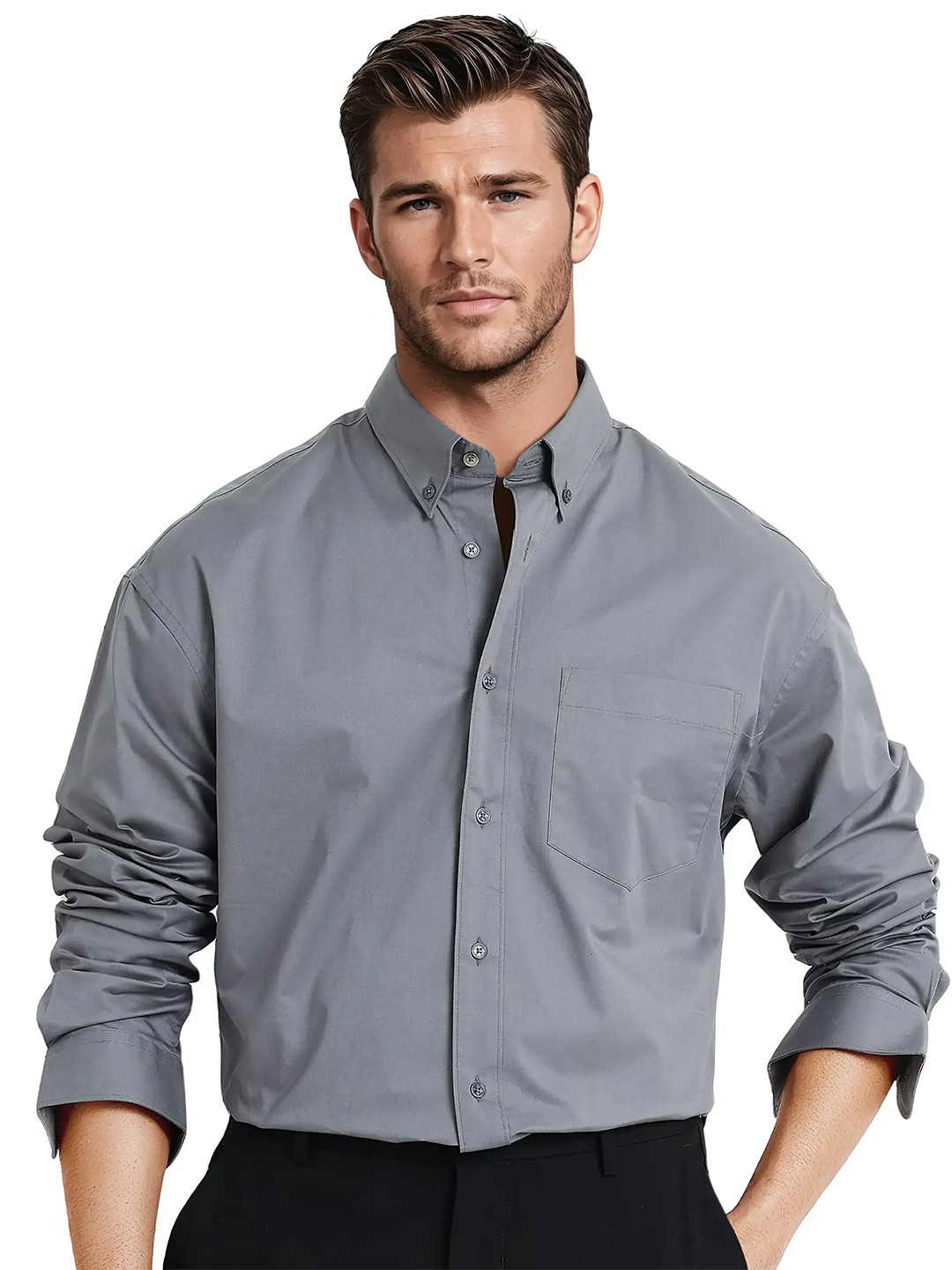 RARE RABBIT Men Zord Boxy Spread Collar Shirt