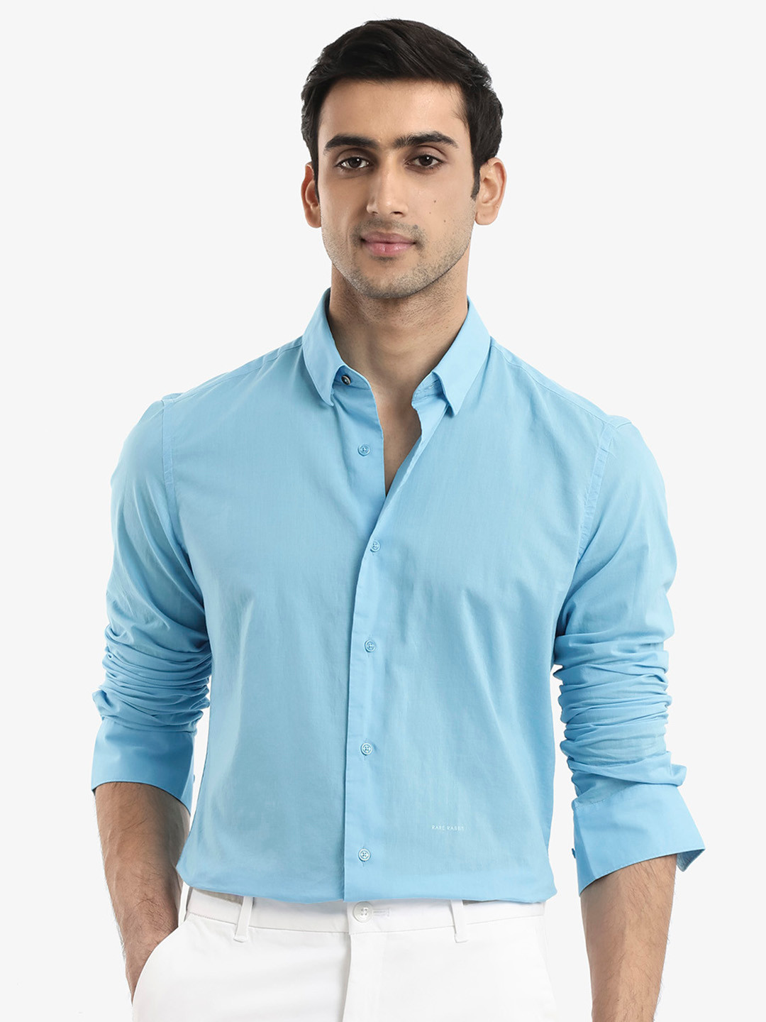 RARE RABBIT Men Cambroc Spread Collar Regular Fit Shirt