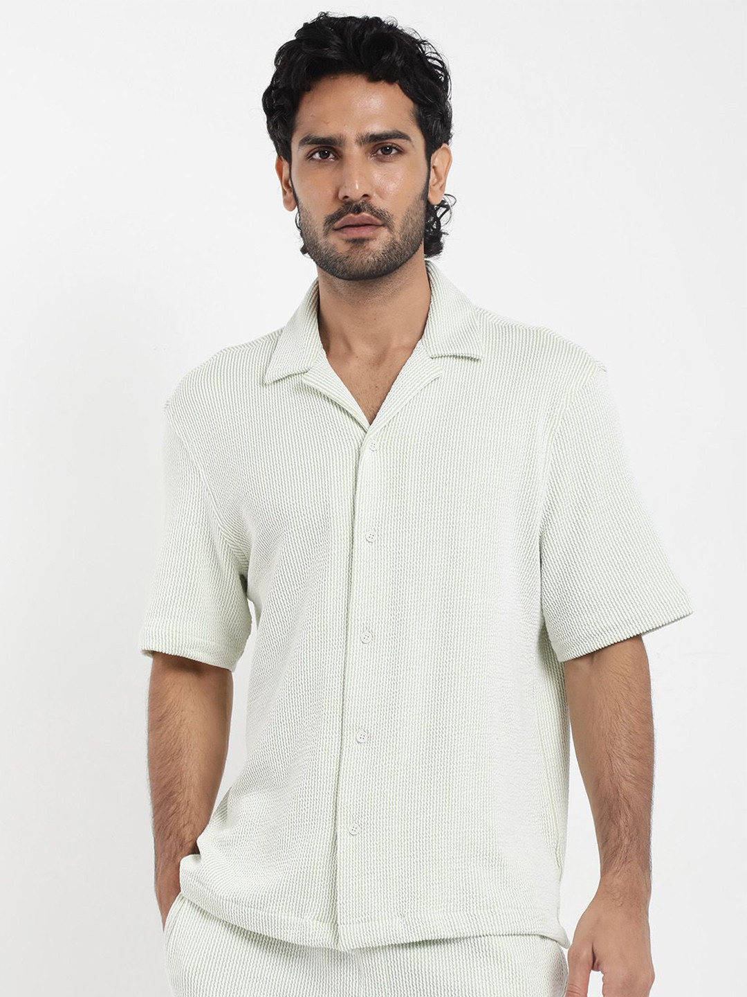 RARE RABBIT Men Zavet-S Striped Boxy Cototn Shirt