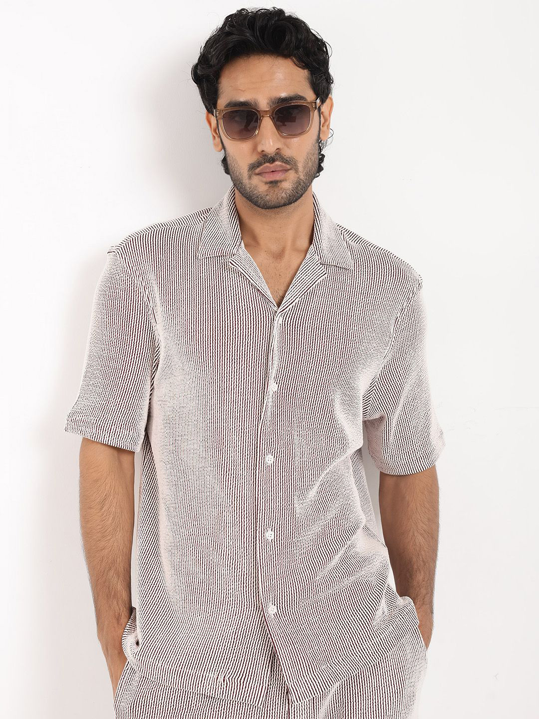 RARE RABBIT Men Zavet-S Striped Boxy Cototn Shirt