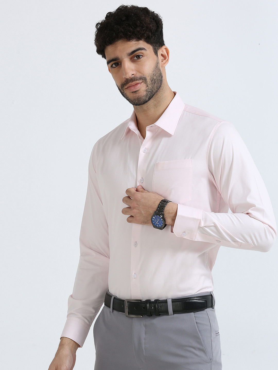THE FORMAL CLUB Relaxed Spread Collar Long Sleeves Twill Weave Bamboo Cotton Formal Shirt