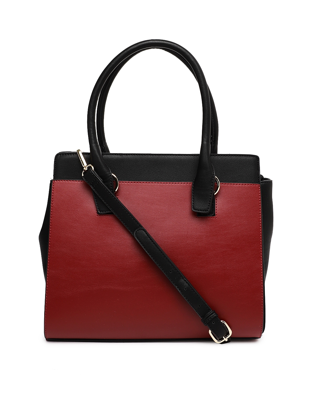 Allen Solly Maroon Black Solid Handheld Bag
