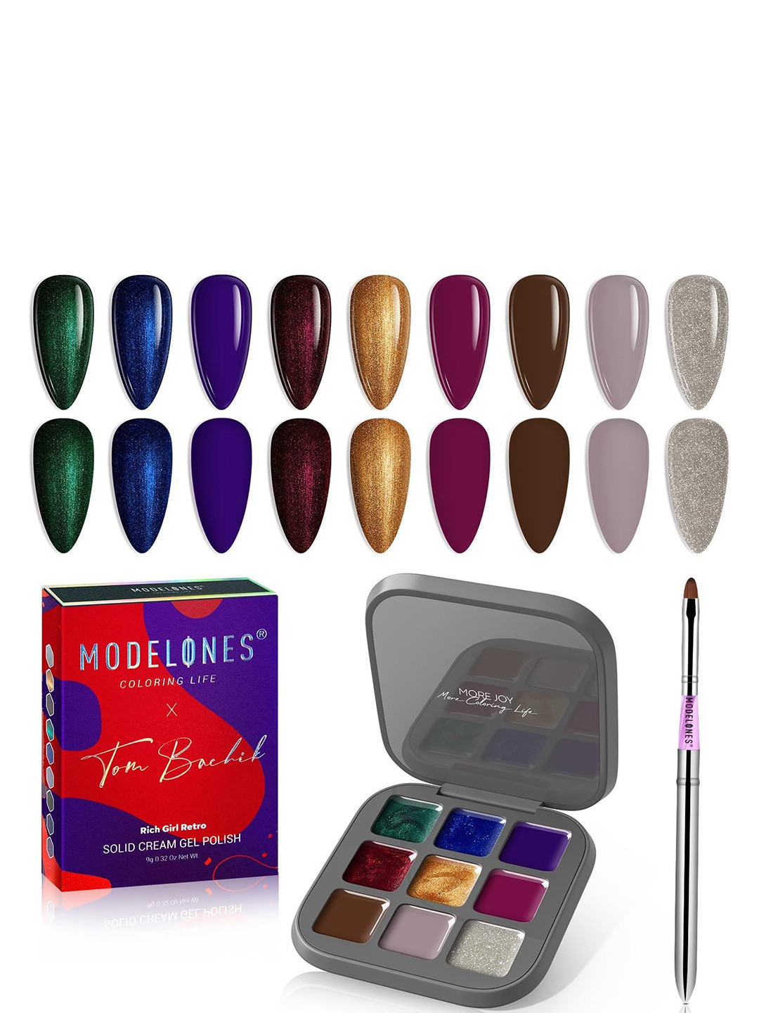 Modelones 9 Shades Solid Cream Gel Polish Color Cube - Rich Girl Retro