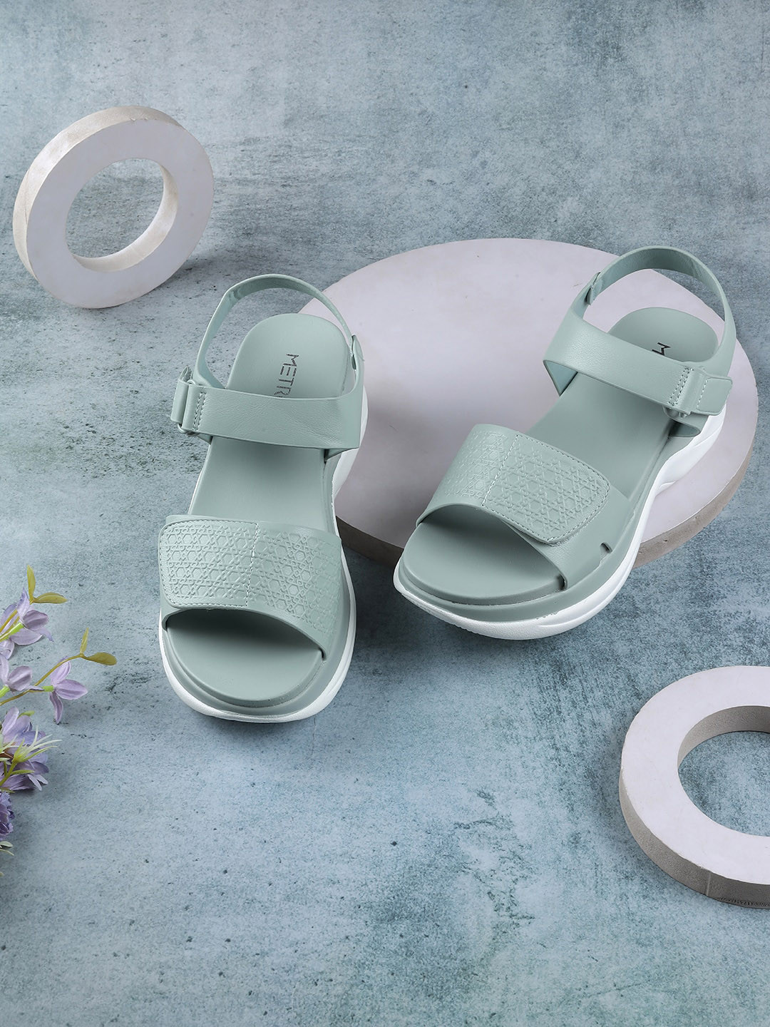 Metro Woven Design Open Toe Wedge Heels