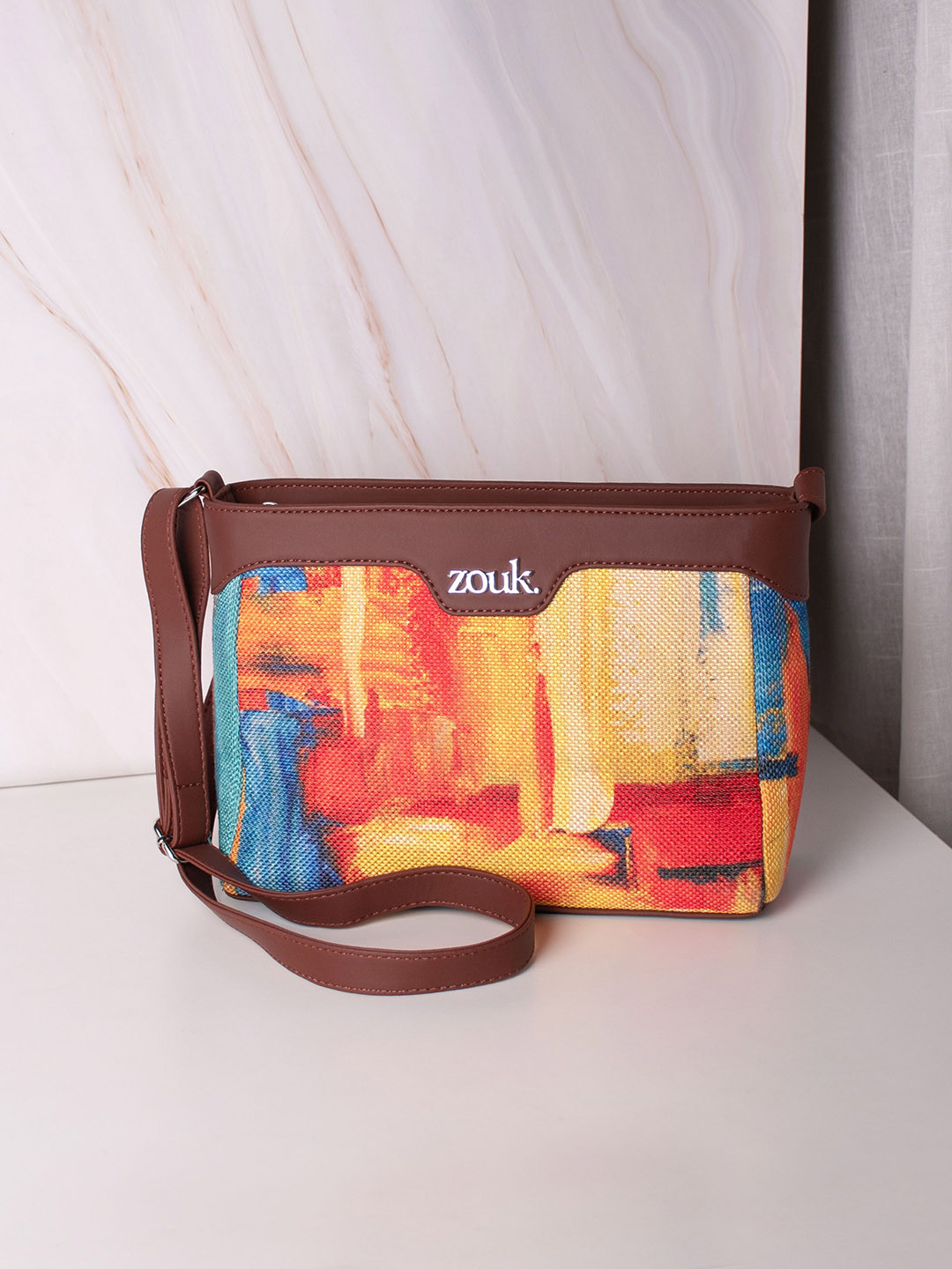 ZOUK Abstract Amaze Harmony Printed Structured Sling Bag