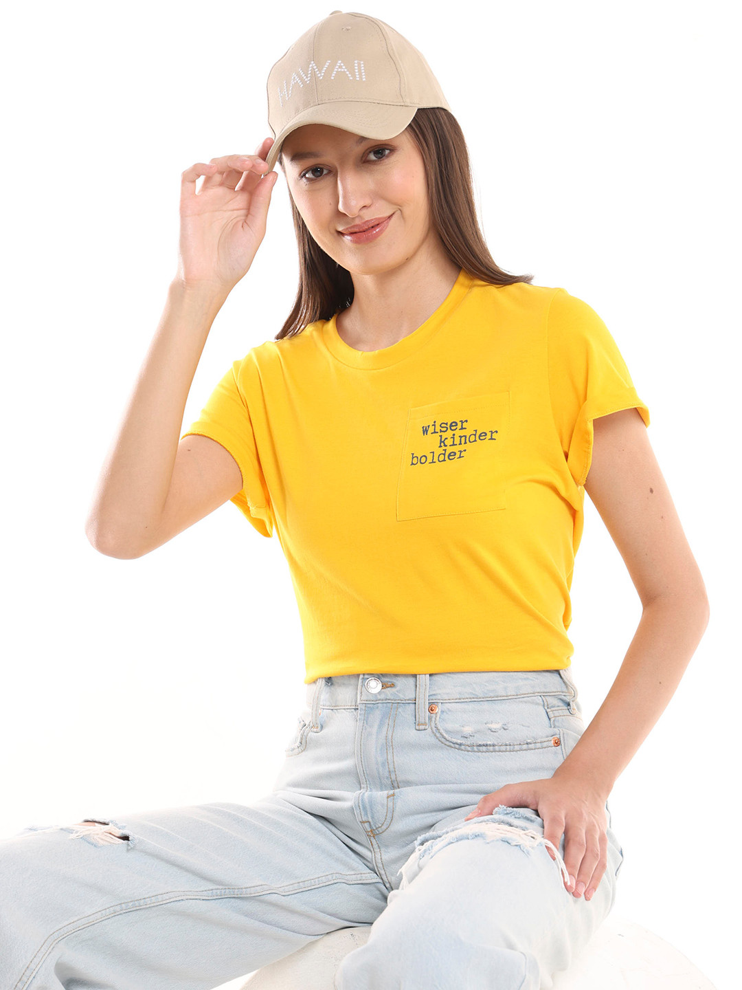 Gazillion Women New Basics Round Neck Boxy Cotton T-shirt