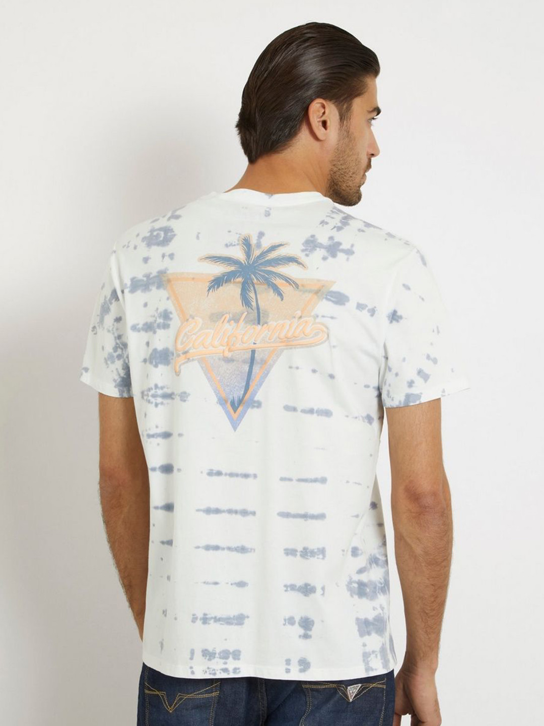 GUESS Men Dyed Tropical Round Neck Cotton T-shirt