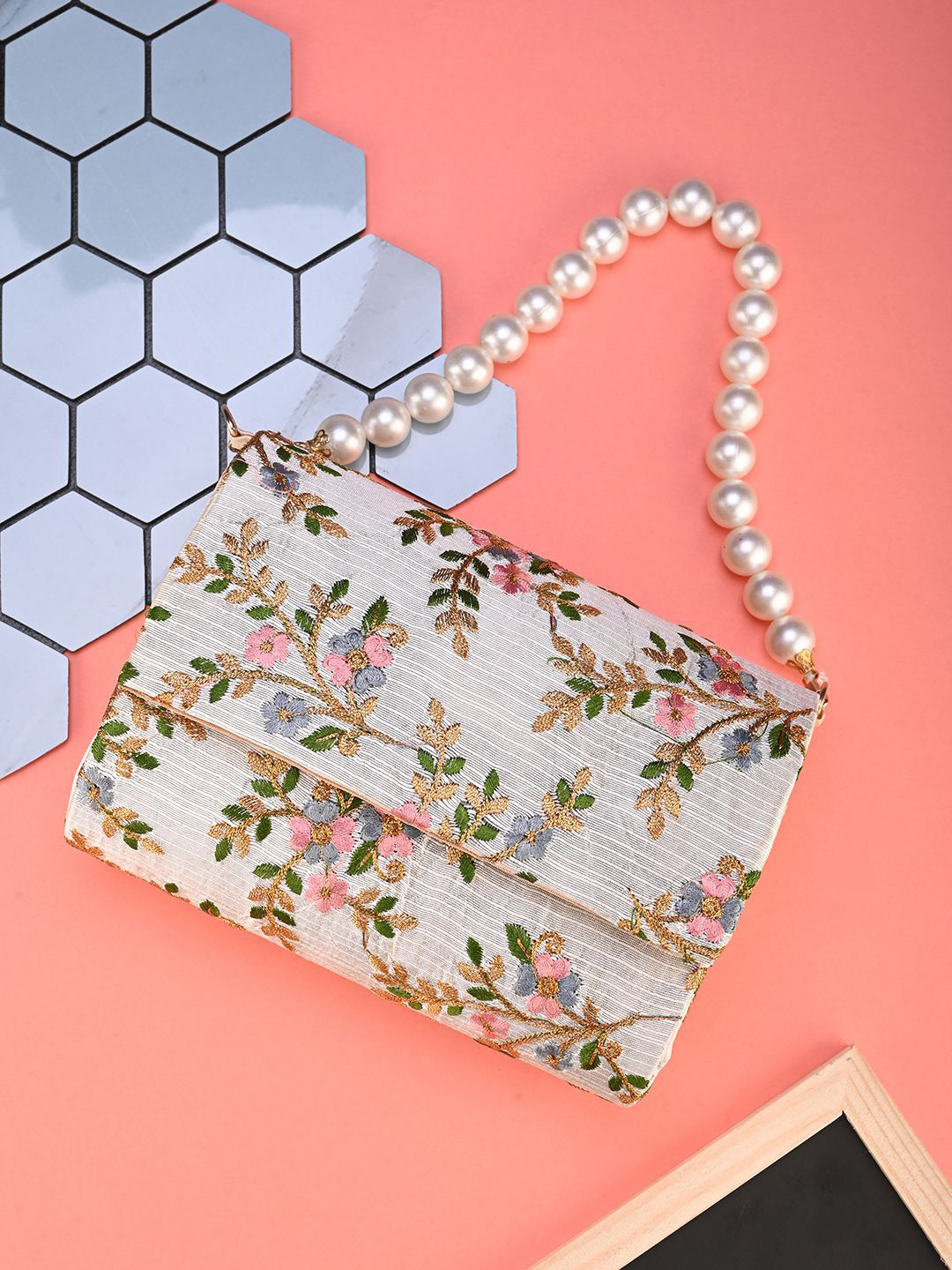 DRASTR Embroidered Foldover Clutch