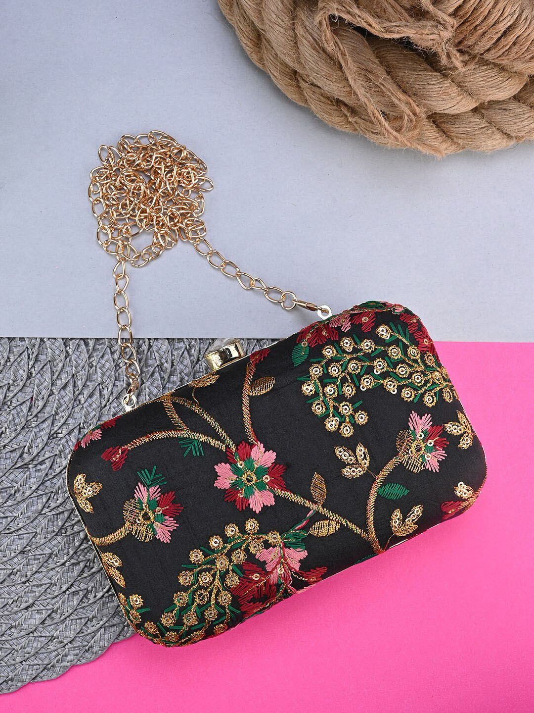 DRASTR Embroidered Box Clutch