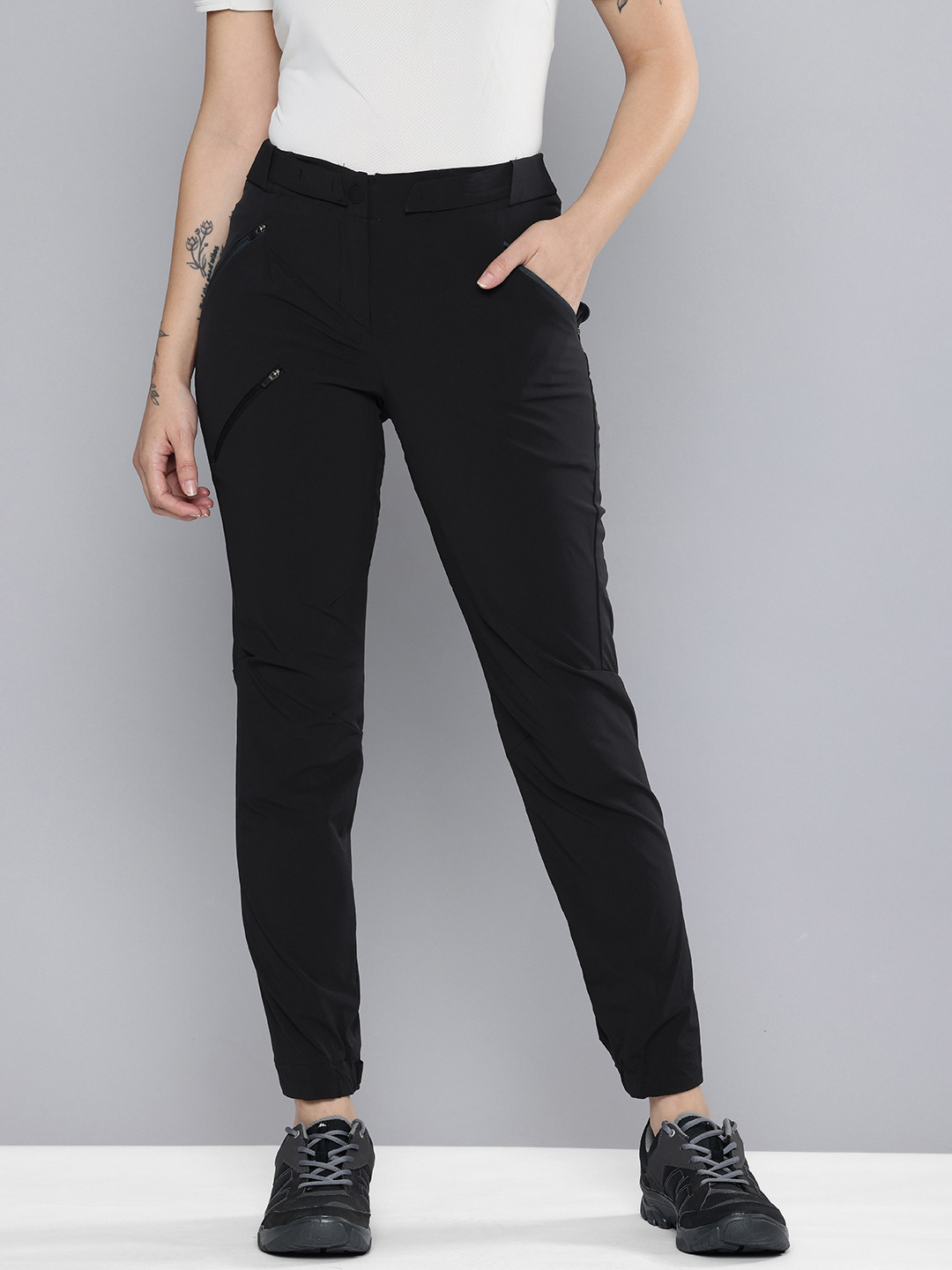 Decathlon QUECHUA Women Black Dry Fit Stretchable Reinforced Hiking Trousers