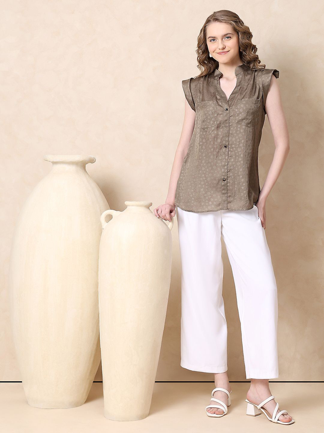 MISH Standard Mandarin Collar Casual Shirt
