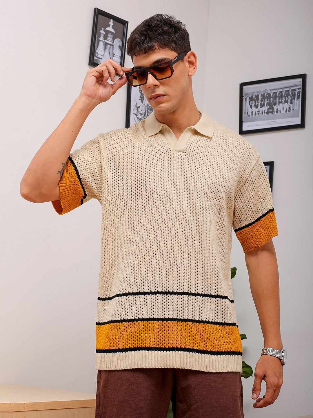 The Indian Garage Co Men Relaxed Fit Self Design Resortwear Shirt