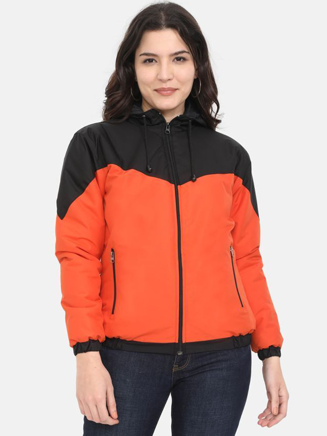 Plutus Hooded Colourblocked Open Front Jacket