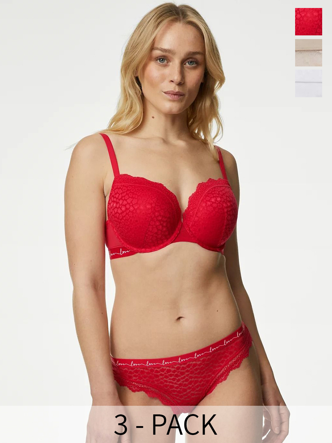 Marks & Spencer Pack Of 3 Self-Designed Lace  & Mesh Mid-Rise Bikini Briefs