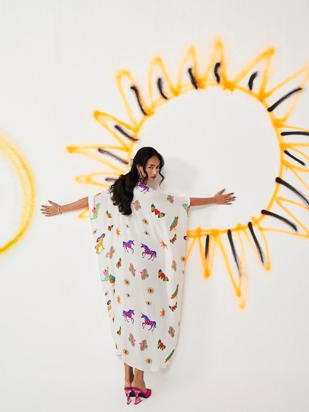 VERB BY PALLAVI SINGHEE Women Conversational Printed Georgette Kaftan Dress