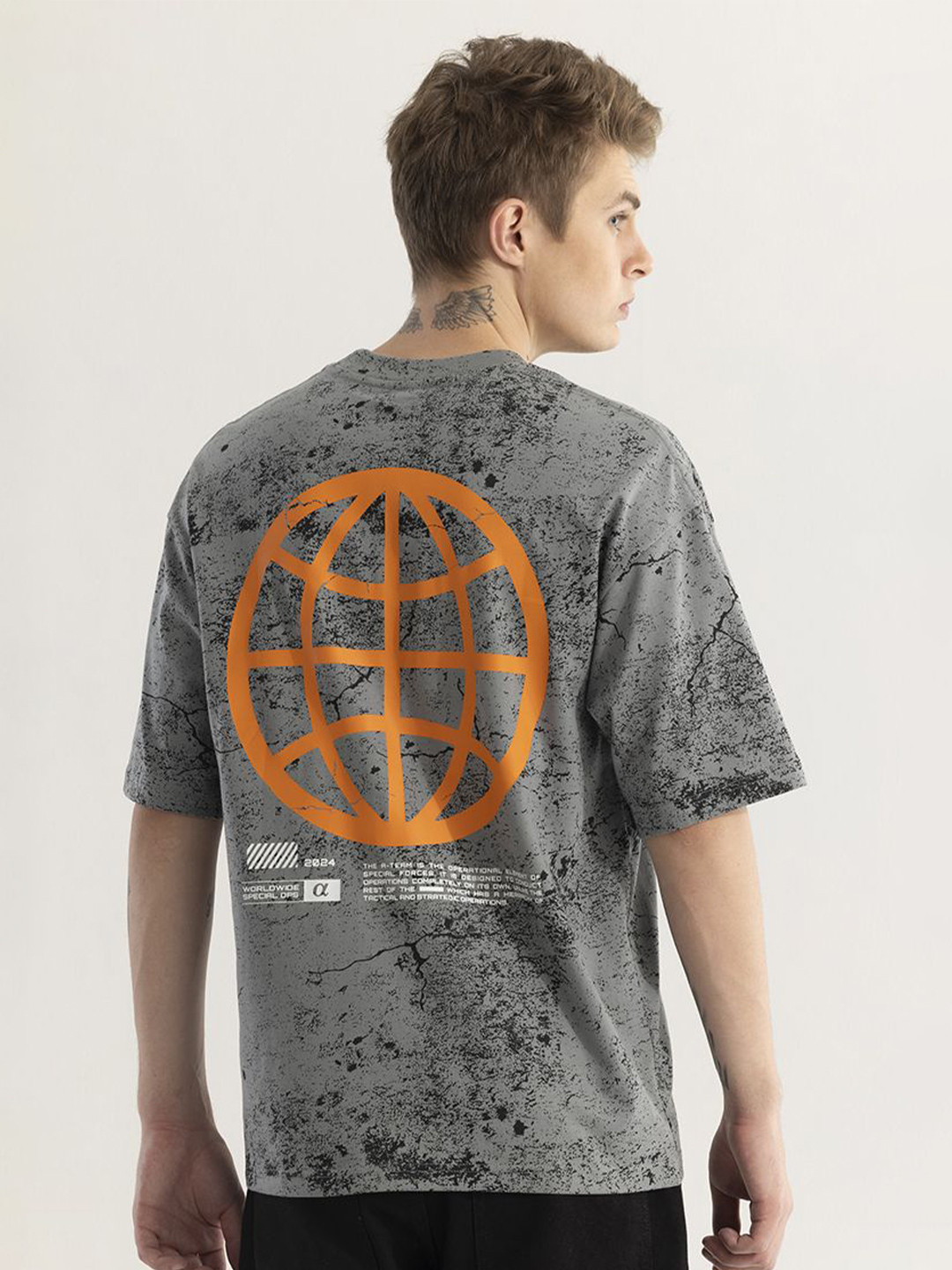 Snitch Men Graphic Printed Abstract Cotton T-shirt