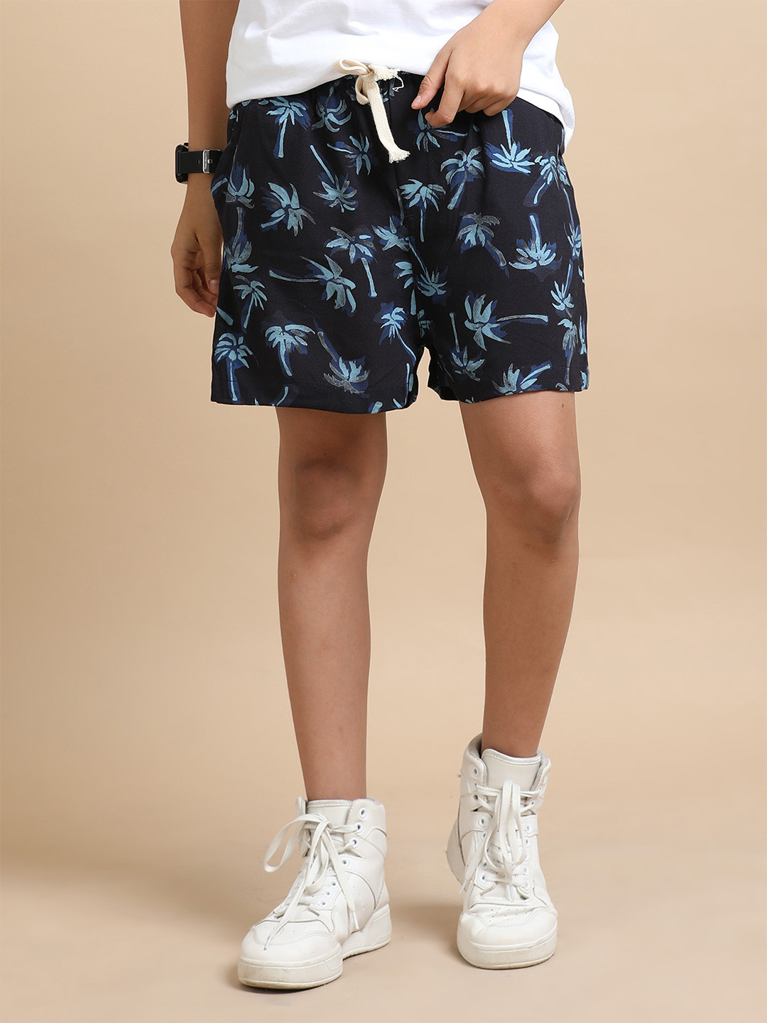 The Lion and The Fish Boys Electric Palm Tree Printed Relaxed Fit Short