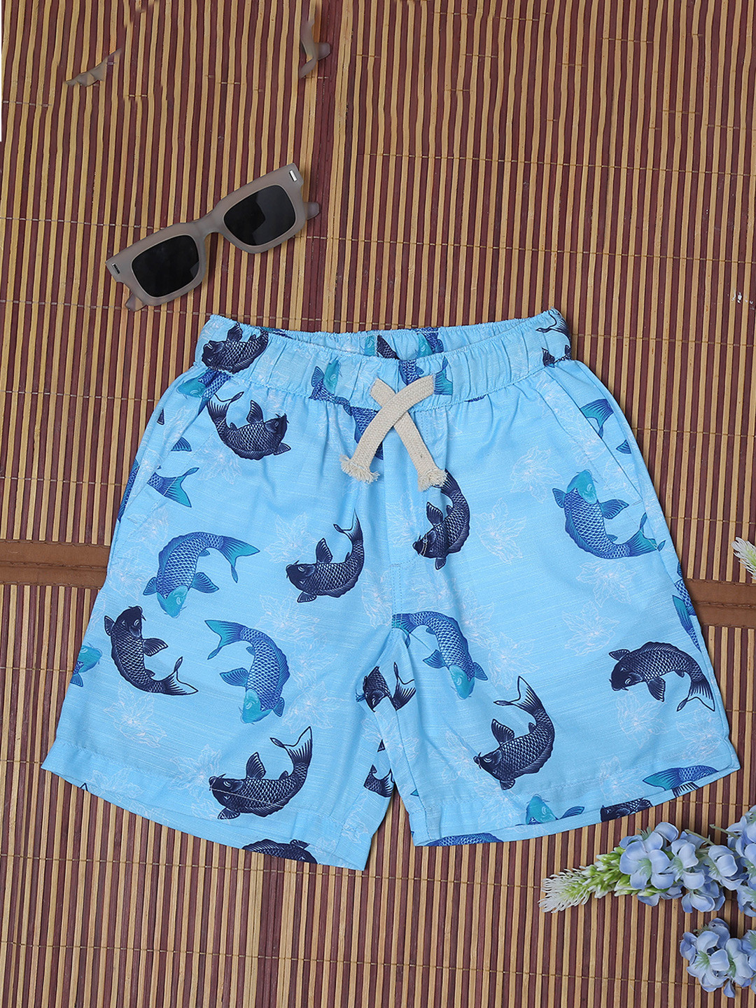 The Lion and The Fish Boys Dolphin Print Relaxed Fit Mid-Rise Shorts