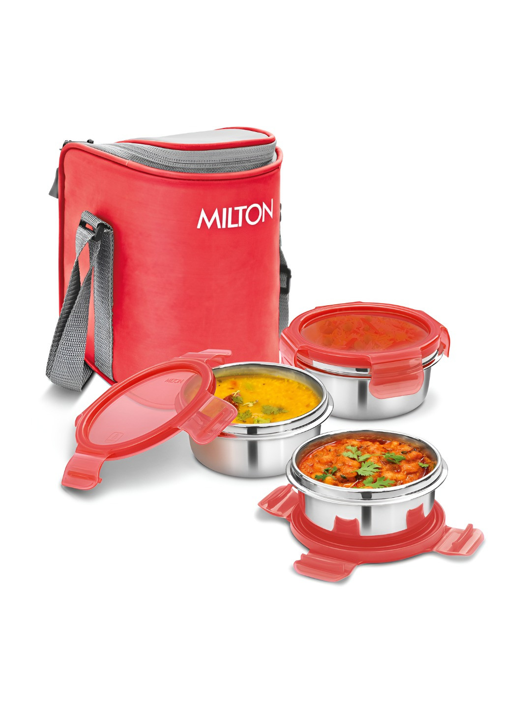 Milton Insulated Stainless Steel Leak Resistant 3PCs Lunch Box With Spoon and Fork