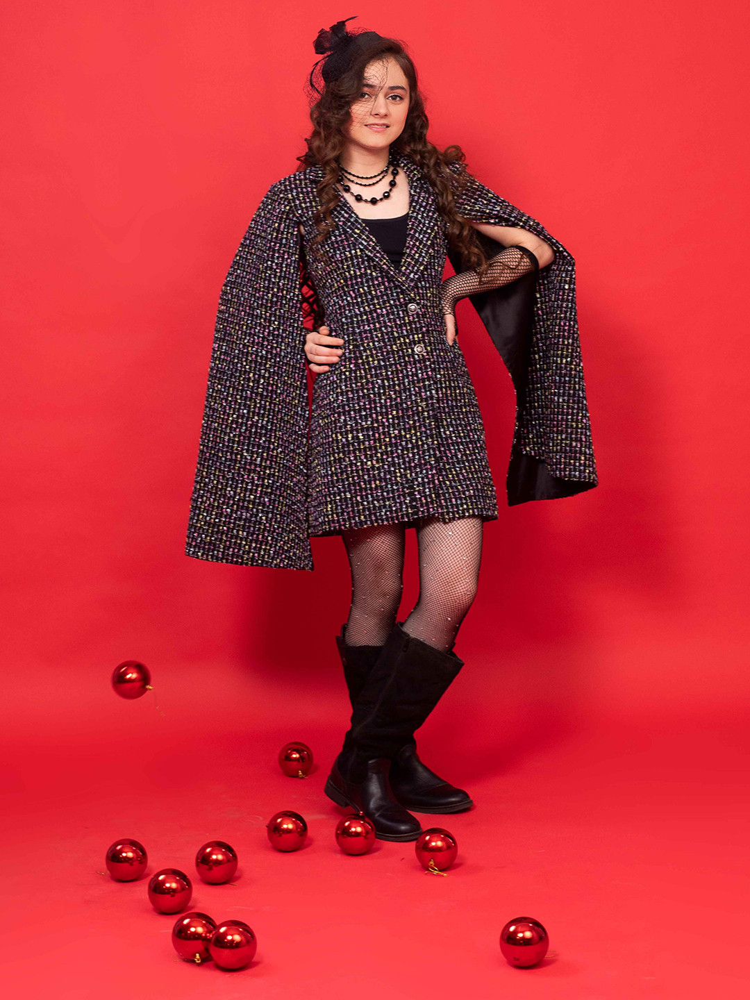 HOITY MOPPET Girls Abstract Printed Slit Sleeves A-Line Dress