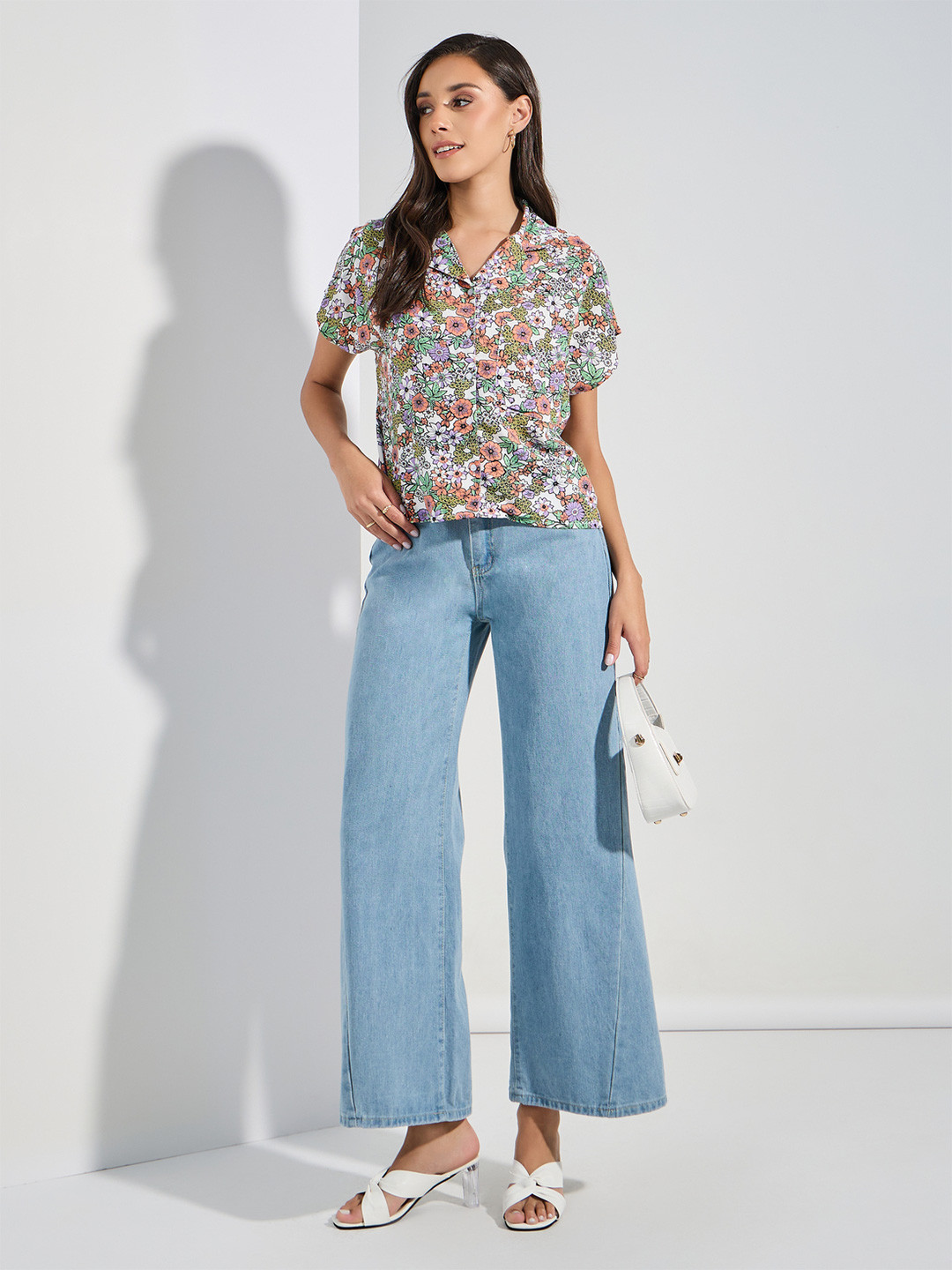 Styli Printed Batman Sleeve Crop Top