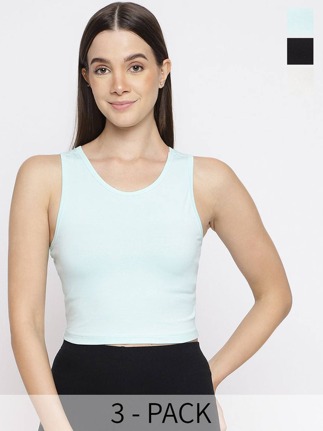 La Intimo Pack Of 3 Shoulder Straps Non-Padded Camisoles