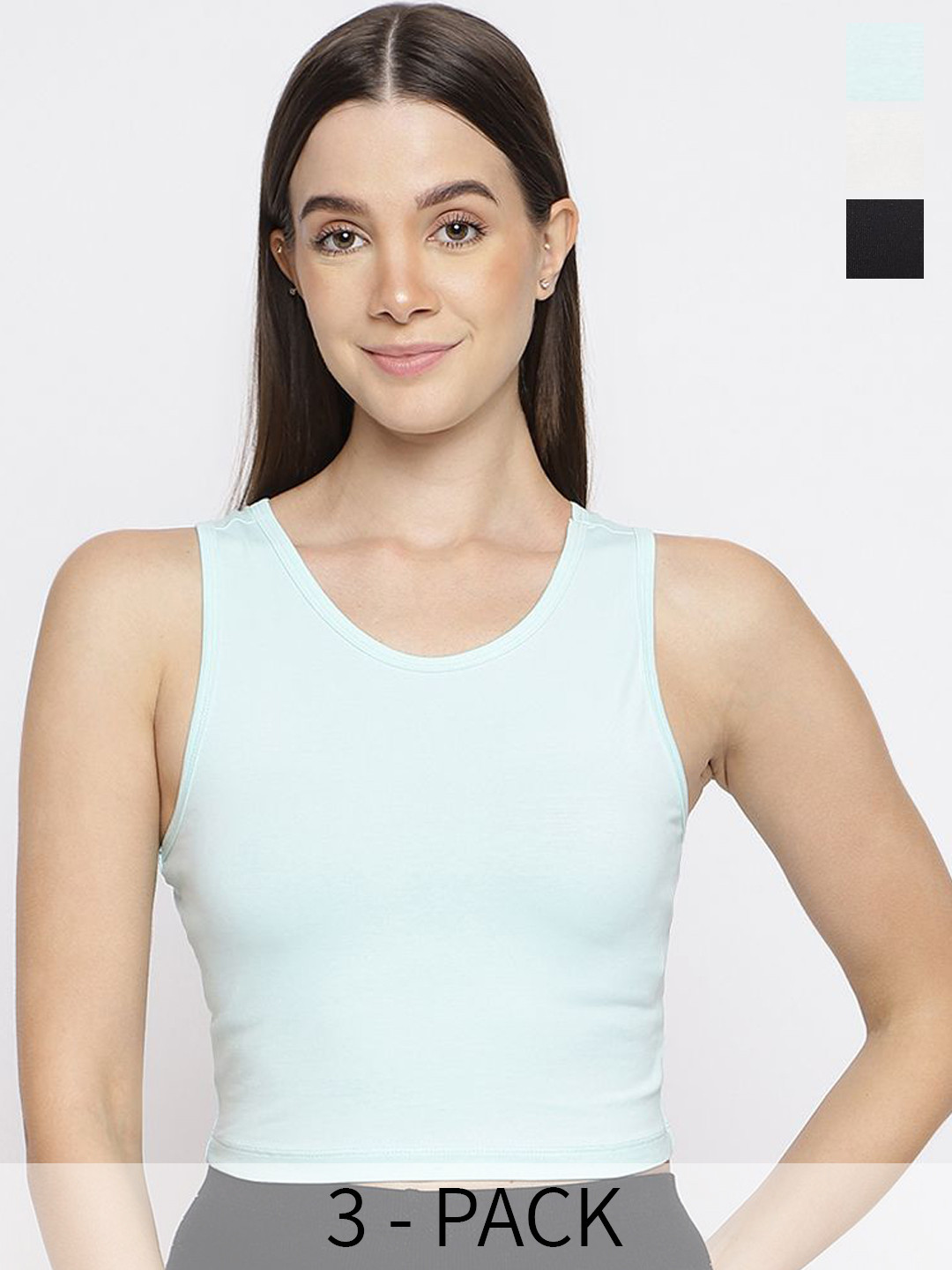 La Intimo Pack Of 3 Shoulder Straps Non-Padded Camisoles