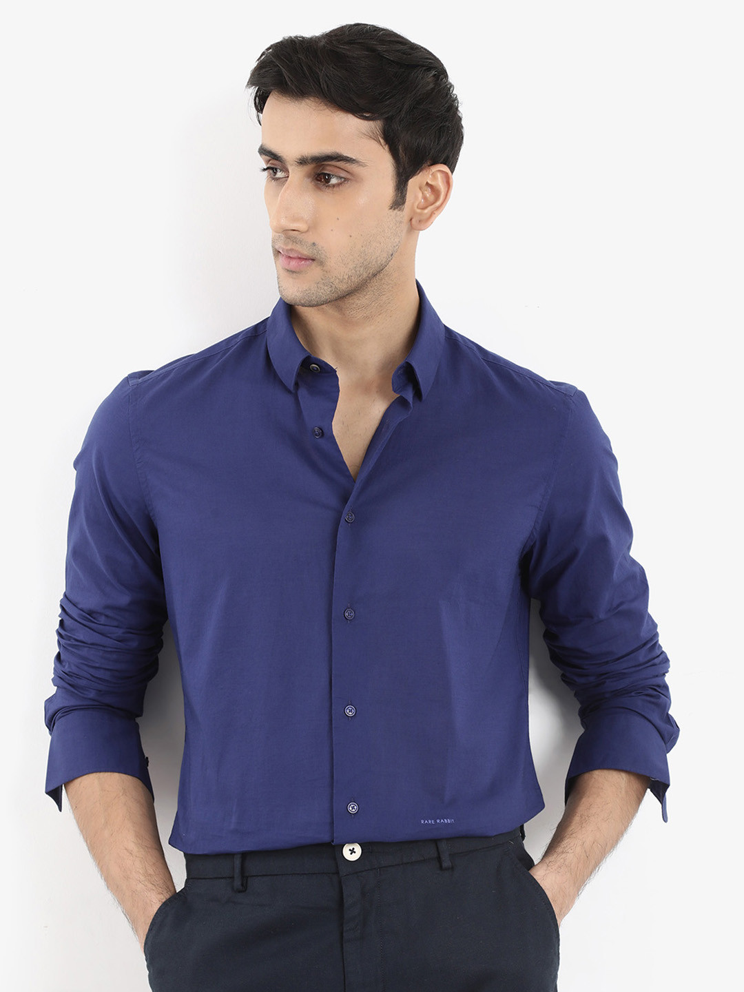 RARE RABBIT Men Cambroc Spread Collar Regular Fit Shirt