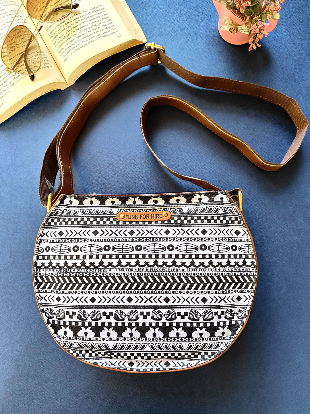 Funk For Hire Geometric Printed Structured Sling Bag