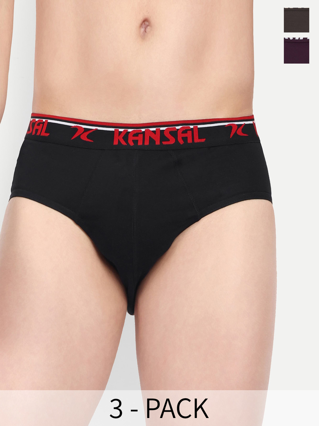 KANSAL Pack Of 3 Low_Rise Cotton Basic Briefs 1.CUT_1051_P3_BMC