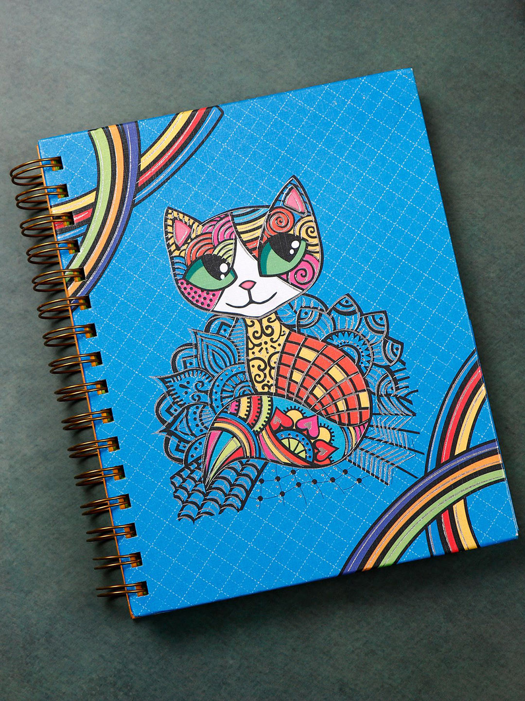 Archies Cat Illustration Self Design Coloured Pages Spiral Notebook