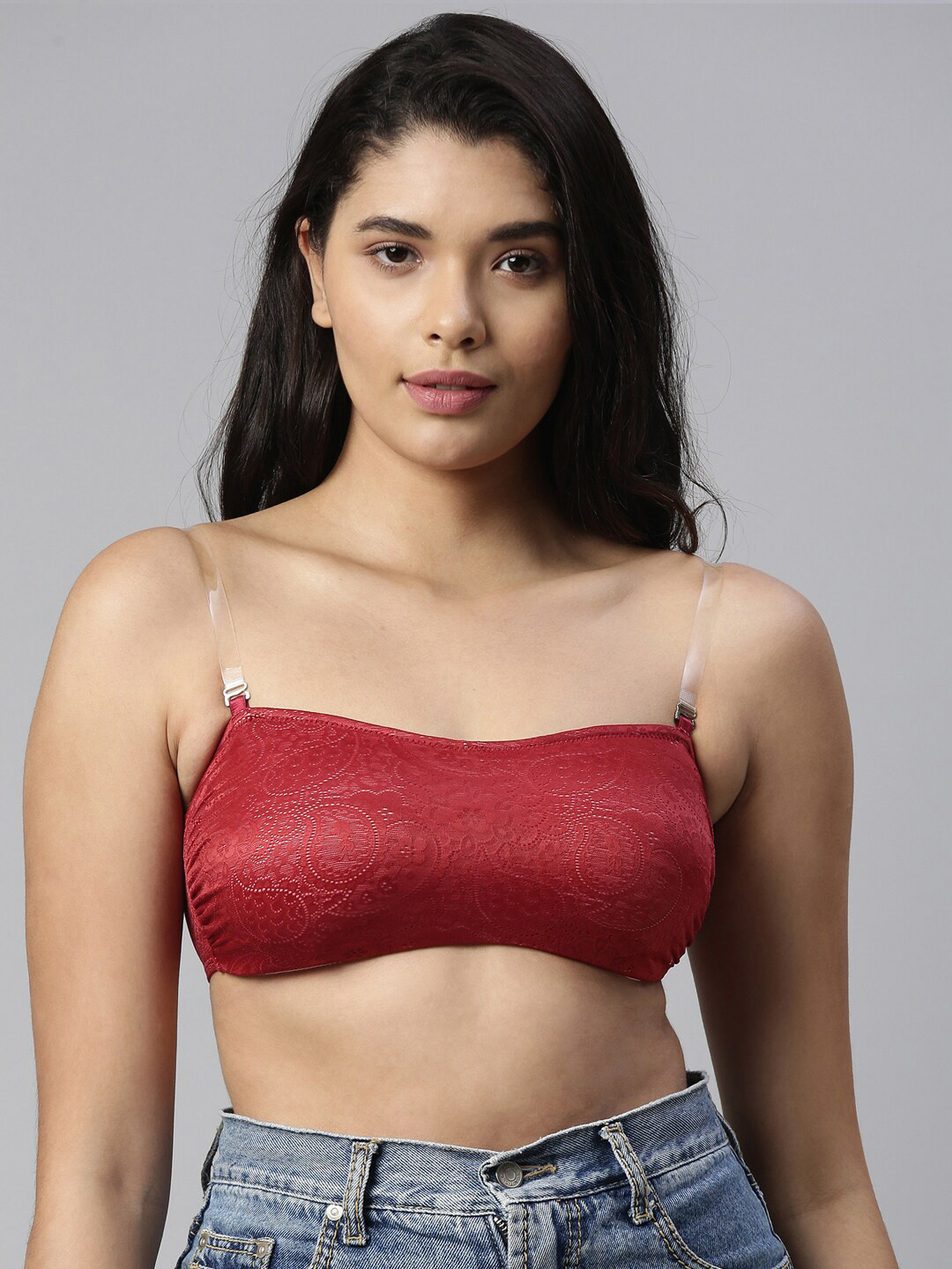 Enamor Floral Self Design Medium Coverage Bralette Bra with All Day Comfort