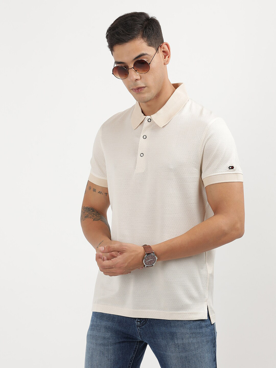 Tommy Hilfiger fashion Men Polo Collar Solid Slim Fit T-shirt