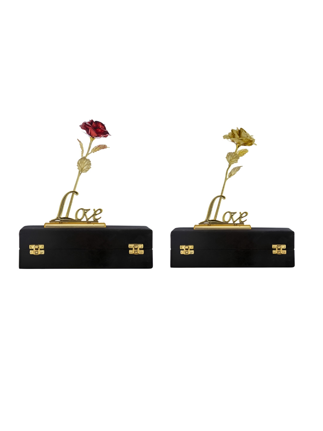 INTERNATIONAL GIFT Beige & Red Rose with Love Stand & Black Box