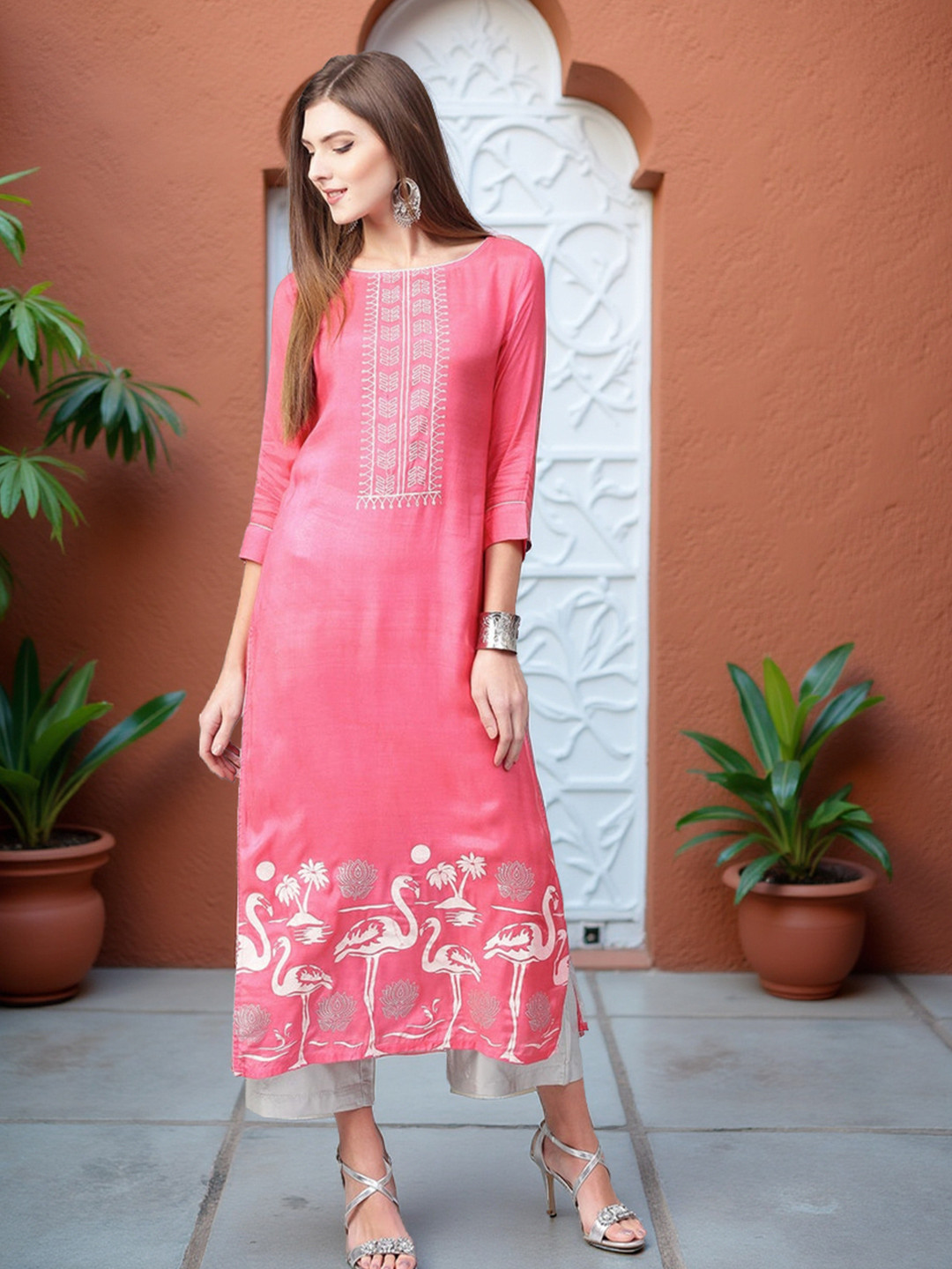 Pannkh Boat Neck Geometric Dyed Pathani Kurta