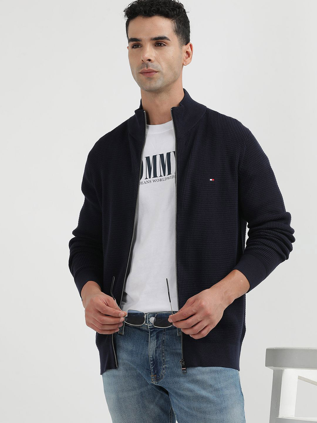 Tommy Hilfiger Organic Cotton Front-Open Sweater