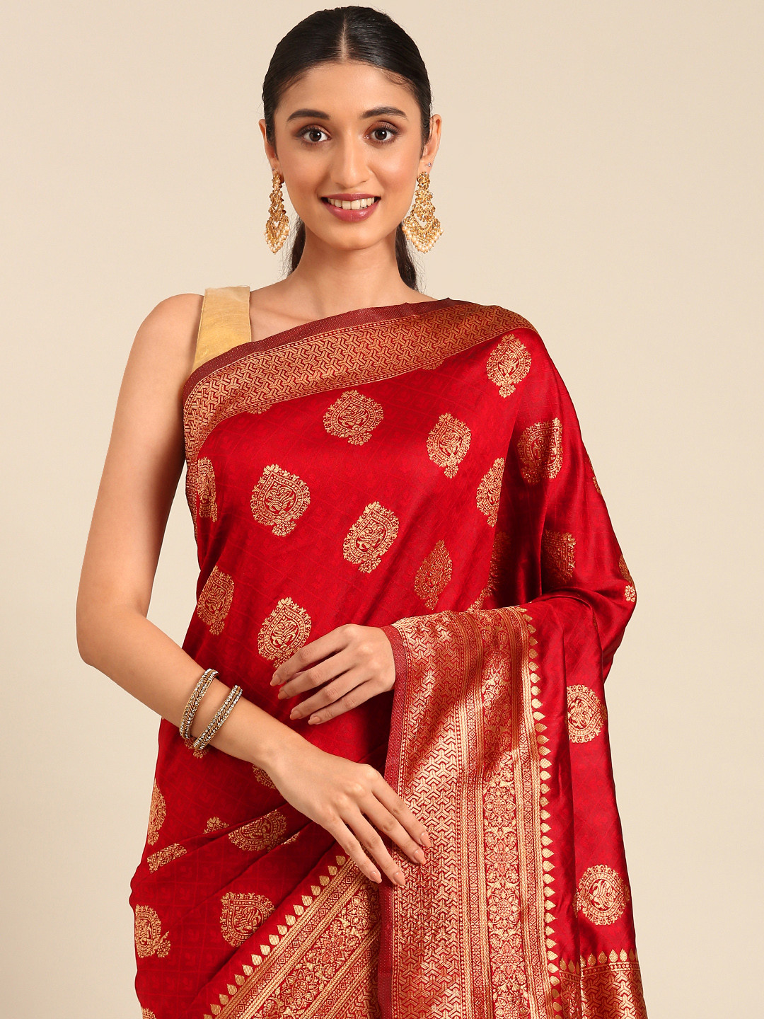 HERE&NOW Ethnic Motifs Zari Banarasi Saree