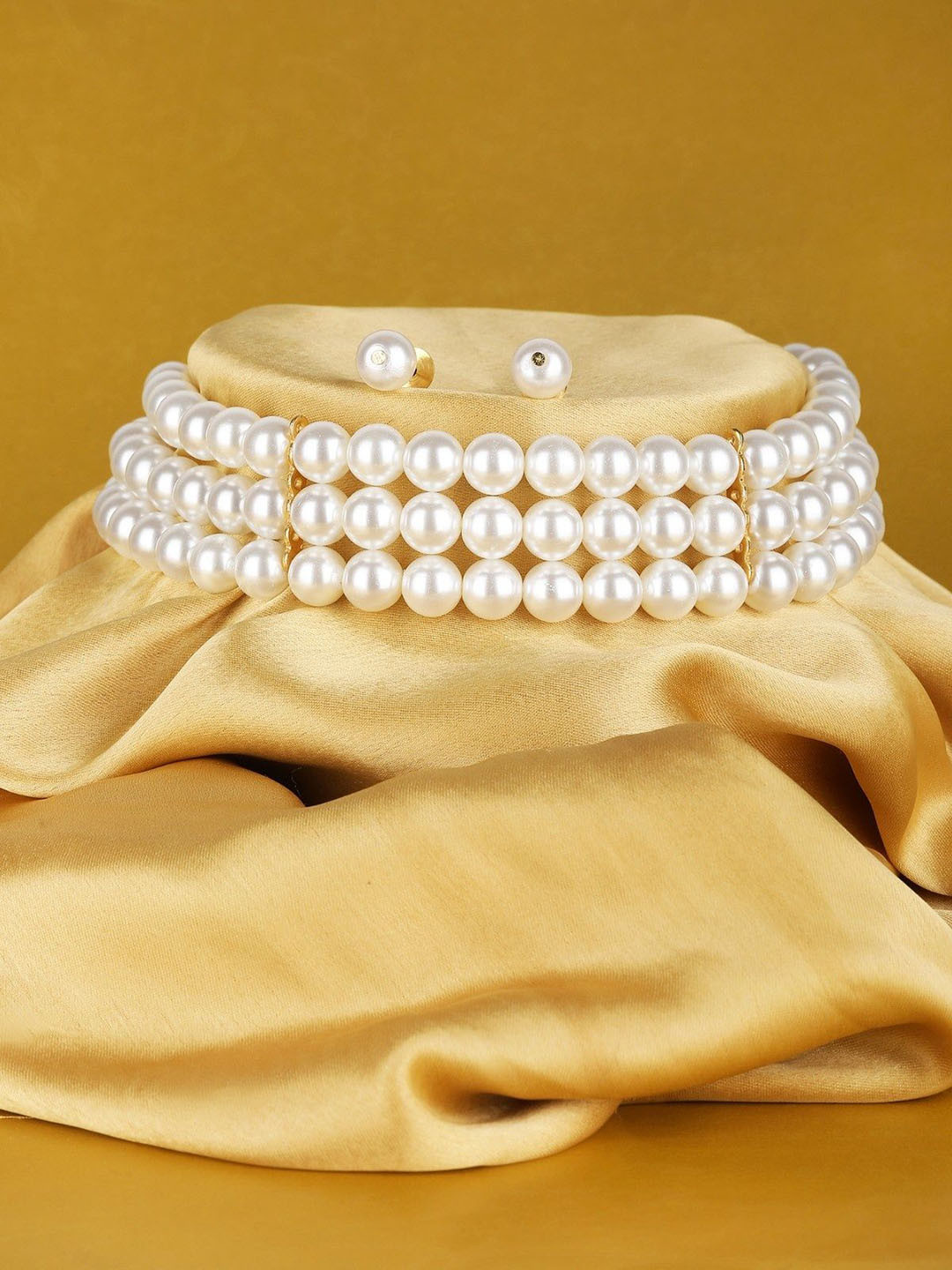House of Pataudi Gold-Plated Pearl Beaded Jewellery Set