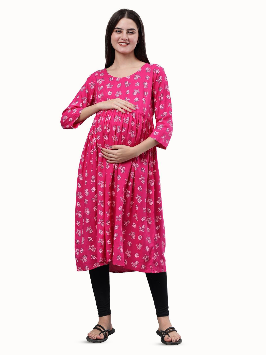 CEE-18 ao Floral Printed Pleated A-Line Maternity Kurta