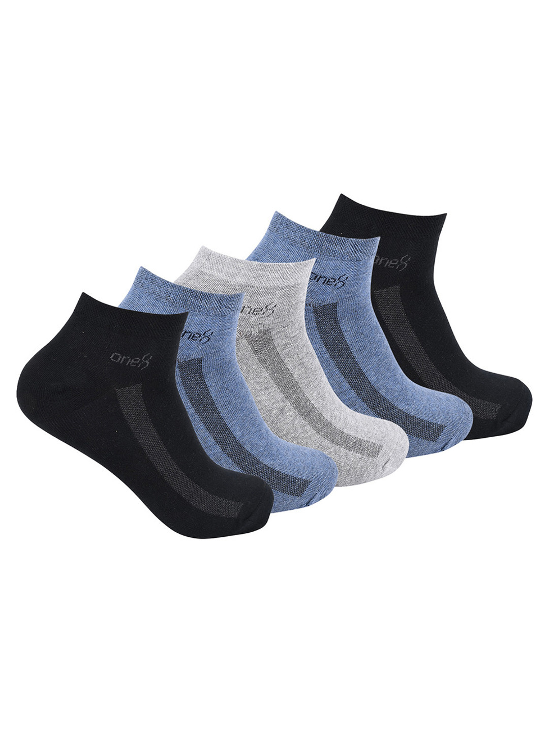One8 Men Pack Of 5 Patterned Antimicrobial Cotton Ankle Length Gym Socks
