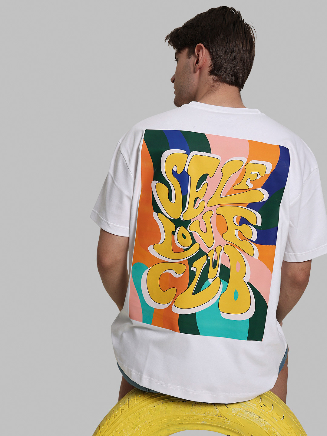 Bene Kleed Men Pride Self Love Club White Oversized T Shirt