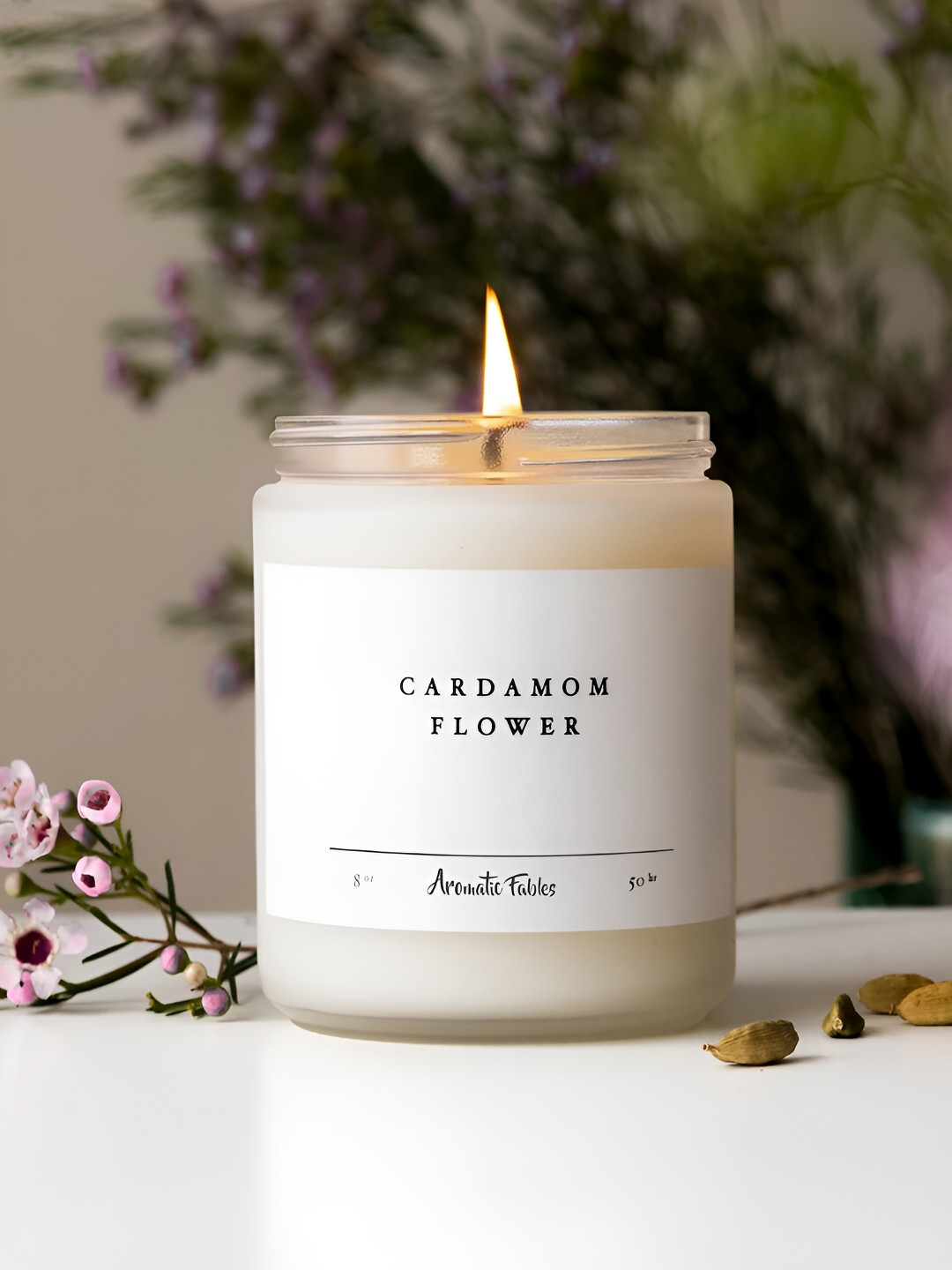 Aromatic Fables Cardamom Scented 1 Wick Cardamom Flower Solid Round Regular Jar Candles