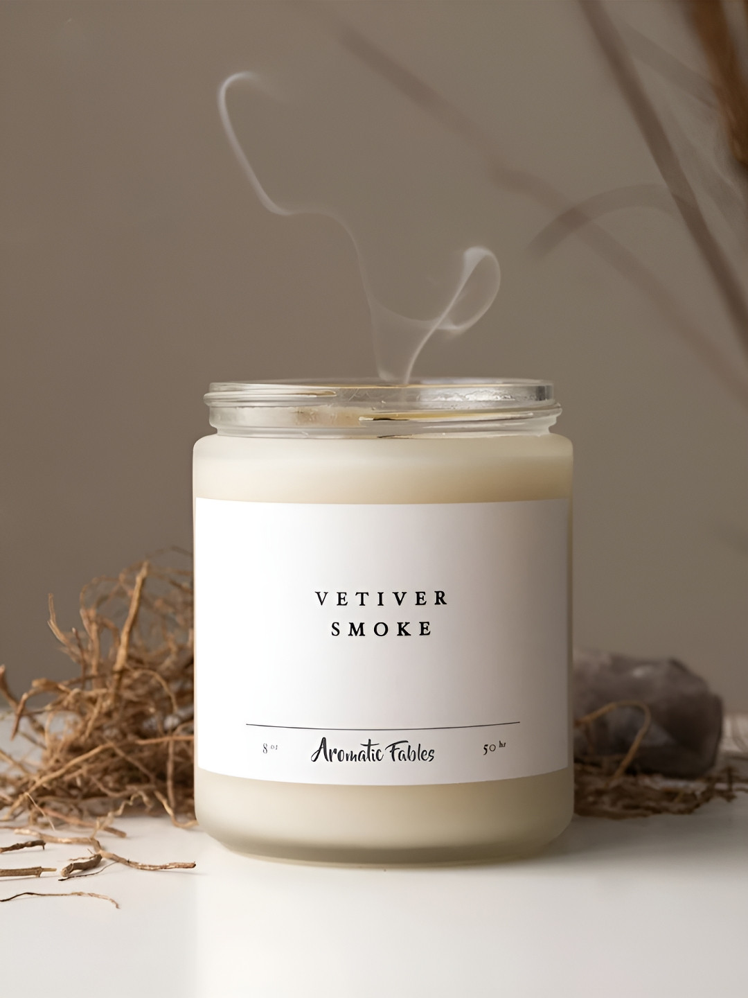 Aromatic Fables Vetiver Scented 1 Wick Vetiver Smoke Solid Round Regular Jar Candles