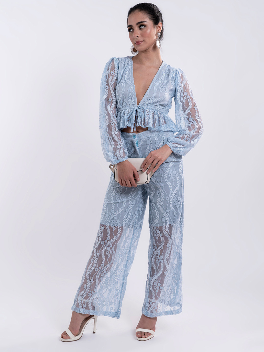 Stylecast X Hersheinbox Net Embroidered Semi-Sheer Co-Ords