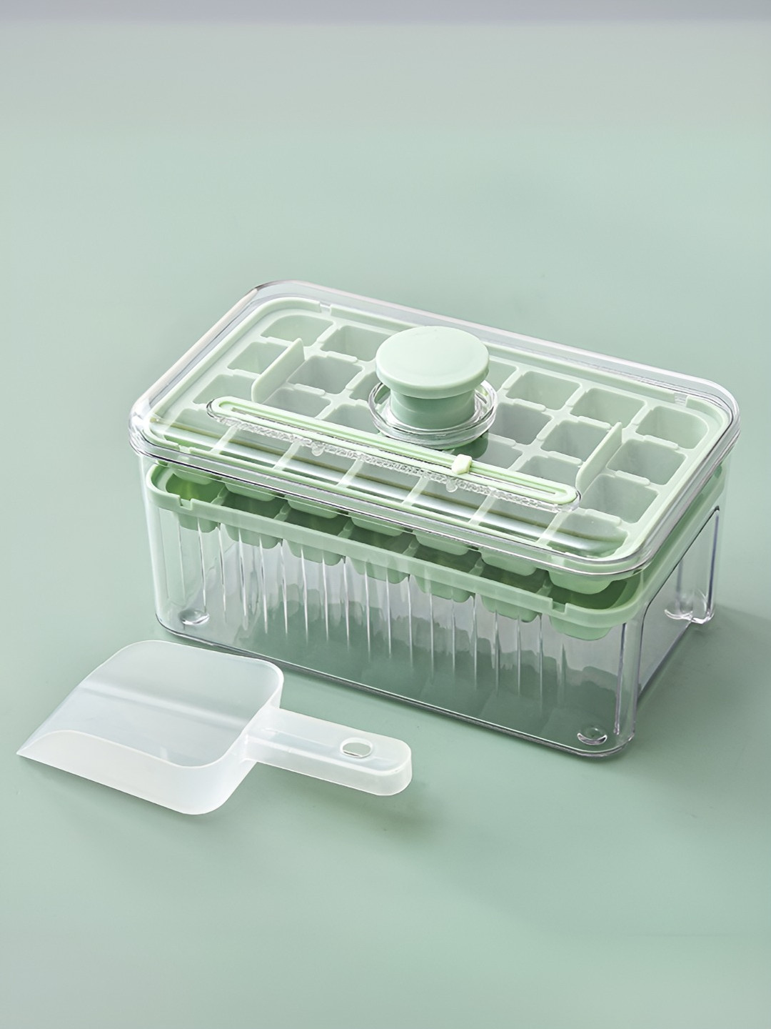 UMAI Green Rectangular 2-Layer Ice Tray With Storage Box