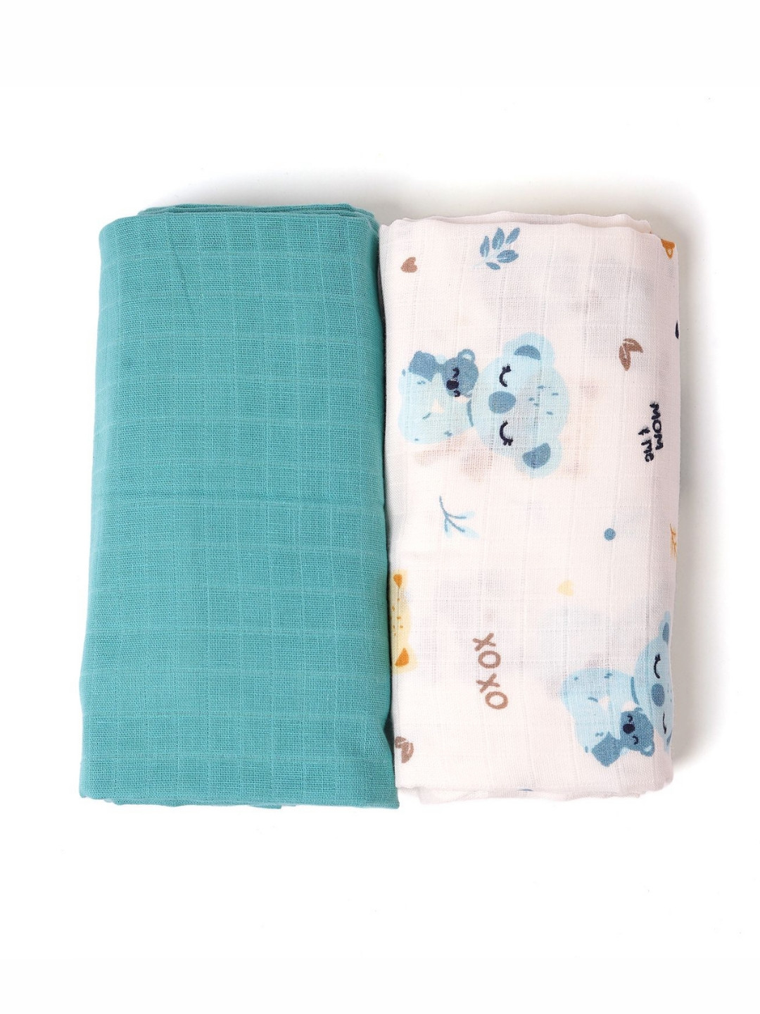 TIDY SLEEP Sea Green & White 2 Pieces Floral Mild Winter 210 GSM Cotton Single Bed Dohar