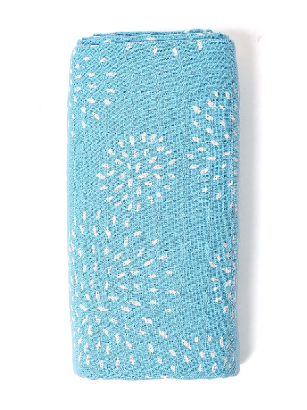 TIDY SLEEP Blue & White Geometric Mild Winter 210 GSM Cotton Single Bed Blanket
